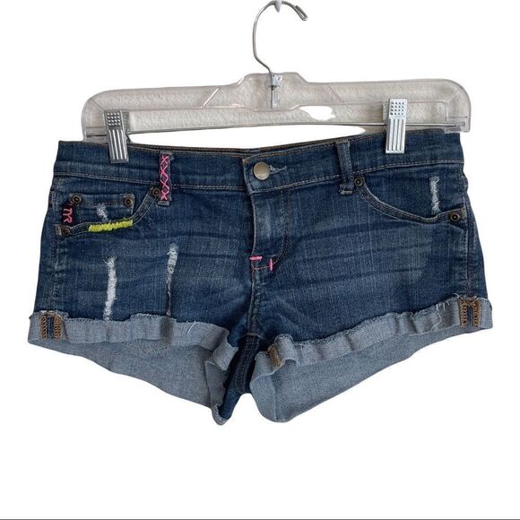 TYR Embroidered Cut Off Denim Shorts - Small - Picture 1 of 8
